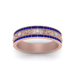 Load image into Gallery viewer, 3-row-vine-vintage-diamond-wedding-ring-with-sapphire-in-rose-gold-FDB8627GSABL-NL-RG
