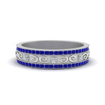 Load image into Gallery viewer, 3-row-vine-vintage-diamond-wedding-ring-with-sapphire-in-white-gold-FDB8627GSABL-NL-WG
