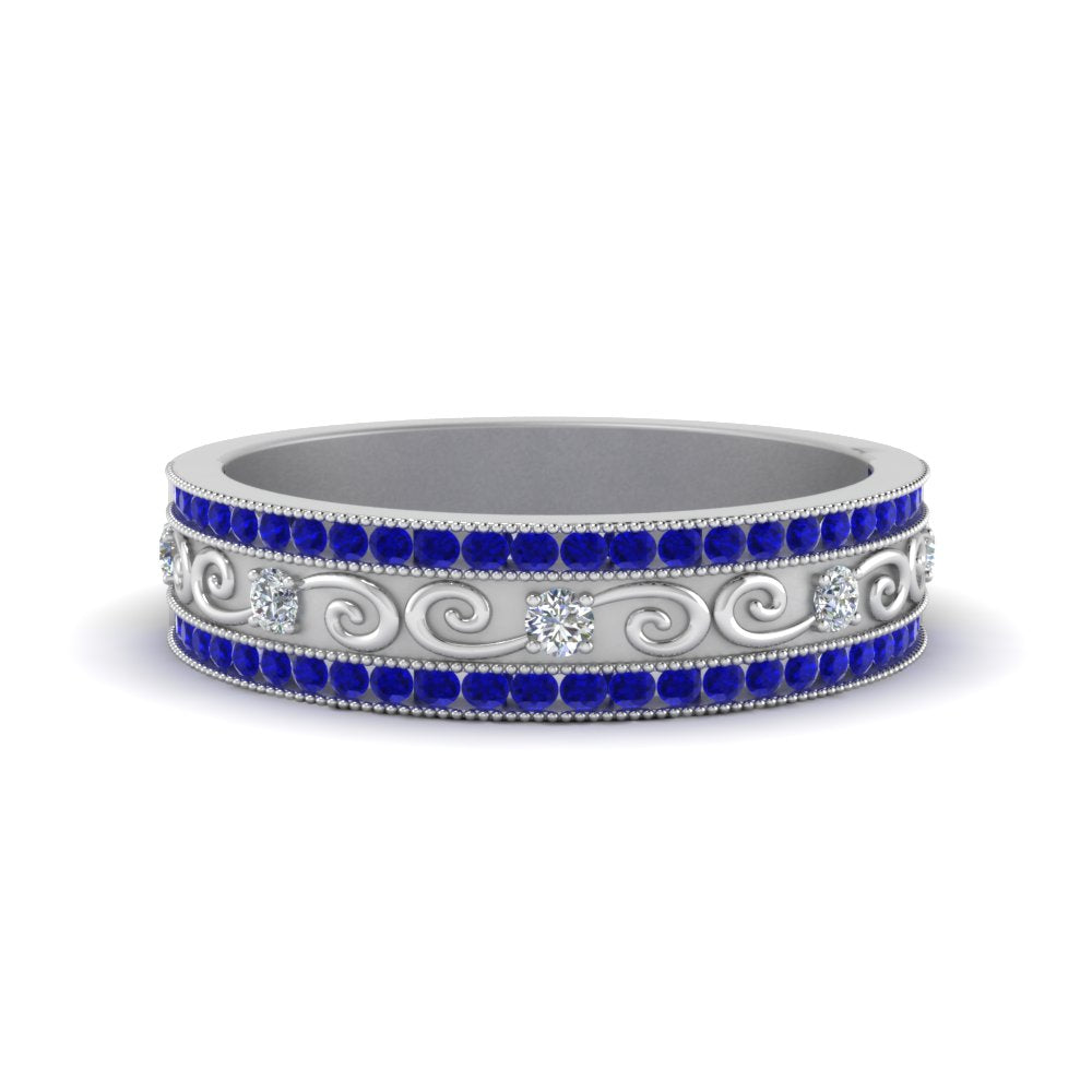 3-row-vine-vintage-diamond-wedding-ring-with-sapphire-in-white-gold-FDB8627GSABL-NL-WG