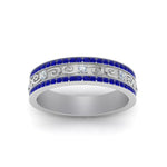 Load image into Gallery viewer, 3-row-vine-vintage-diamond-wedding-ring-with-sapphire-in-white-gold-FDB8627GSABL-NL-WG
