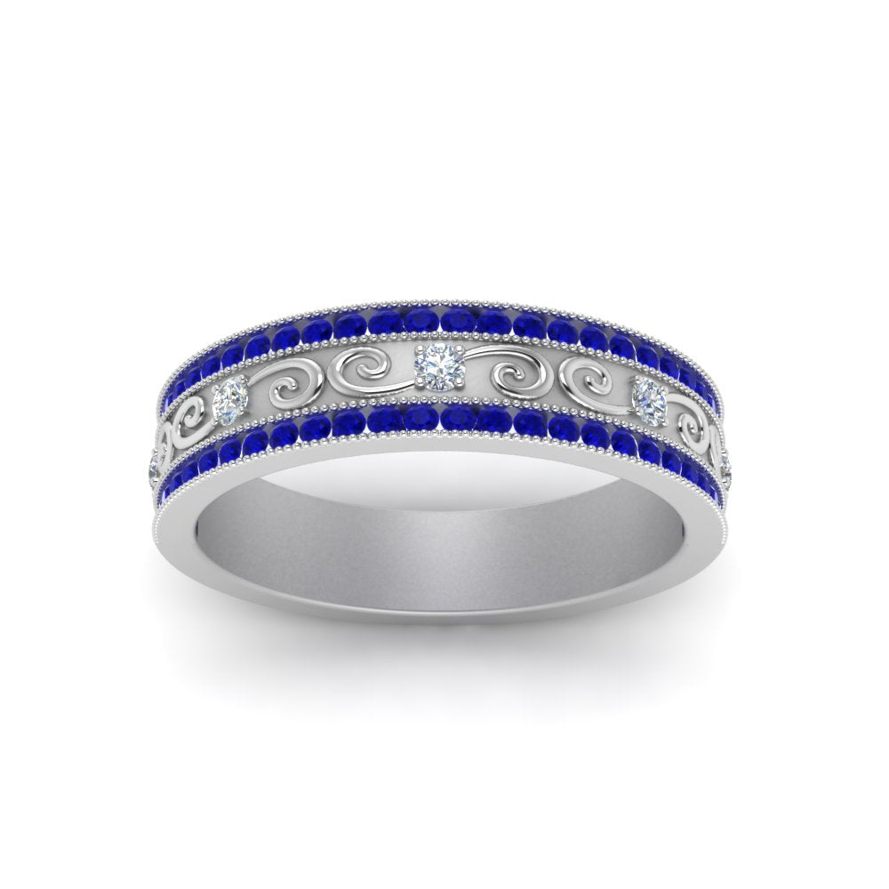 3-row-vine-vintage-diamond-wedding-ring-with-sapphire-in-white-gold-FDB8627GSABL-NL-WG