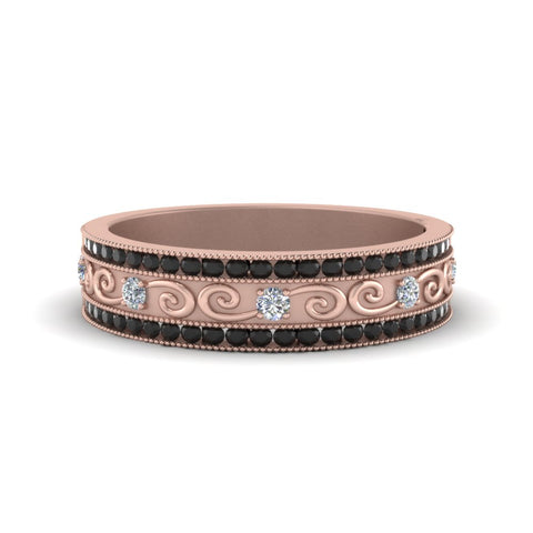 3-row-vine-vintage-wedding-ring-with-black-diamond-in-rose-gold-FDB8627GBLACK-NL-RG