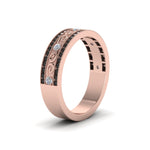 Load image into Gallery viewer, 3-row-vine-vintage-wedding-ring-with-black-diamond-in-rose-gold-FDB8627GBLACK-NL-RG
