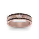 Load image into Gallery viewer, 3-row-vine-vintage-wedding-ring-with-black-diamond-in-rose-gold-FDB8627GBLACK-NL-RG
