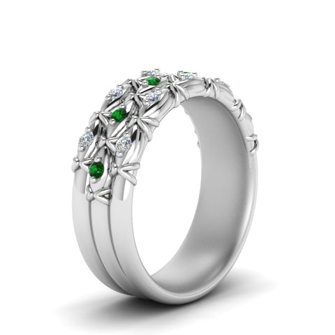 3-row-vintage-diamond-band-with-emerald-in-white-gold-FD122509BGEMGR-NL-WG