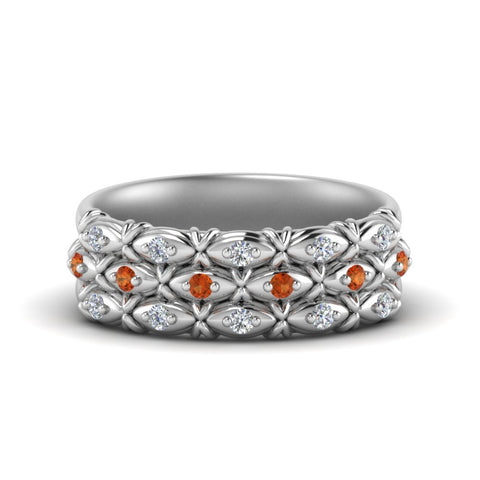 3-row-vintage-diamond-band-with-orange-sapphire-in-white-gold-FD122509BGSAOR-NL-WG