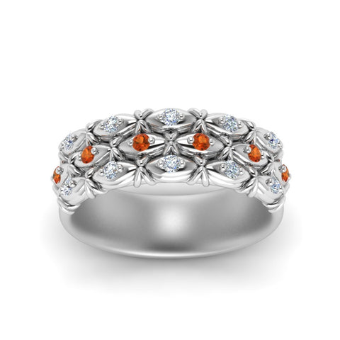 3-row-vintage-diamond-band-with-orange-sapphire-in-white-gold-FD122509BGSAOR-NL-WG