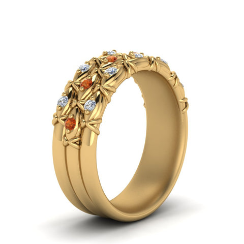 3-row-vintage-diamond-band-with-orange-sapphire-in-yellow-gold-FD122509BGSAOR-NL-YG