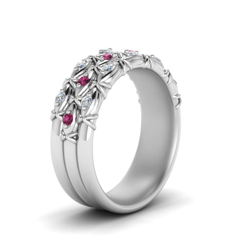 3-row-vintage-diamond-band-with-pink-sapphire-in-white-gold-FD122509BGSADRPI-NL-WG