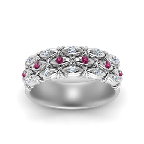 3-row-vintage-diamond-band-with-pink-sapphire-in-white-gold-FD122509BGSADRPI-NL-WG