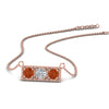 Load image into Gallery viewer, 3-stone-bar-necklace-with-orange-sapphire-in-FDPD86612GSAOR-NL-RG