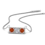 Load image into Gallery viewer, 3-stone-bar-necklace-with-orange-sapphire-in-FDPD86612GSAOR-NL-WG
