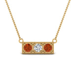 Load image into Gallery viewer, 3-stone-bar-necklace-with-orange-sapphire-in-FDPD86612GSAOR-NL-YG
