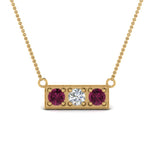 Load image into Gallery viewer, 3-stone-bar-necklace-with-pink-sapphire-in-FDPD86612GSADRPI-NL-YG
