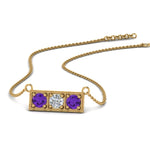 Load image into Gallery viewer, 3-stone-bar-necklace-with-purple-topaz-in-FDPD86612GVITO-NL-YG
