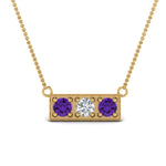 Load image into Gallery viewer, 3-stone-bar-necklace-with-purple-topaz-in-FDPD86612GVITO-NL-YG
