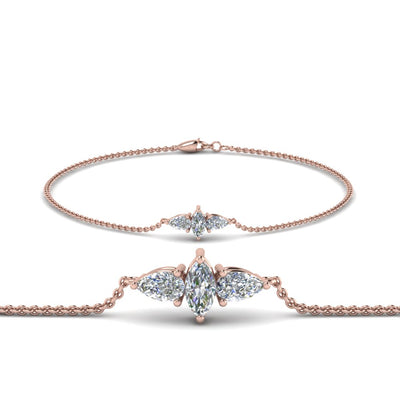 3 Stone Diamond Chain Bracelet