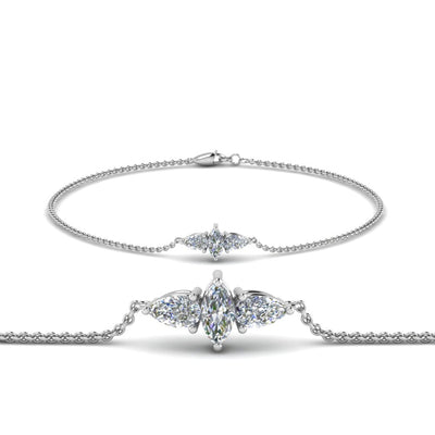 3 Stone Diamond Chain Bracelet