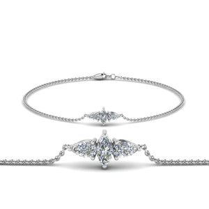 3 Stone Diamond Chain Bracelet