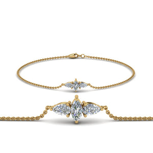 3 Stone Diamond Chain Bracelet
