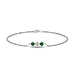 Load image into Gallery viewer, 3-stone-bracelet-for-mothers-with-emerald-in-FDBRC8693GEMGRMD-NL-WG
