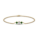 Load image into Gallery viewer, 3-stone-bracelet-for-mothers-with-emerald-in-FDBRC8693GEMGRMD-NL-YG
