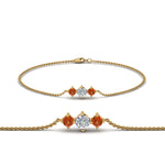 Load image into Gallery viewer, 3-stone-bracelet-for-mothers-with-orange-sapphire-in-FDBRC8693GSAORMD-NL-YG
