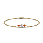 Load image into Gallery viewer, 3-stone-bracelet-for-mothers-with-orange-sapphire-in-FDBRC8693GSAORMD-NL-YG
