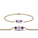 Load image into Gallery viewer, 3-stone-bracelet-for-mothers-with-purple-topaz-in-FDBRC8693GVITOMD-NL-YG
