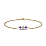 Load image into Gallery viewer, 3-stone-bracelet-for-mothers-with-purple-topaz-in-FDBRC8693GVITOMD-NL-YG
