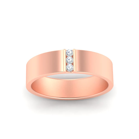 3 Stone Mens Flat Gemstone Band