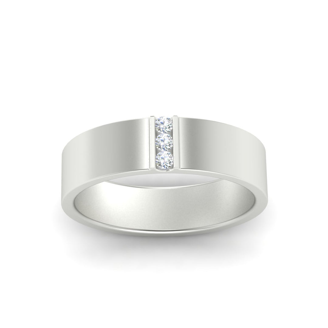 3 Stone Mens Flat Gemstone Band