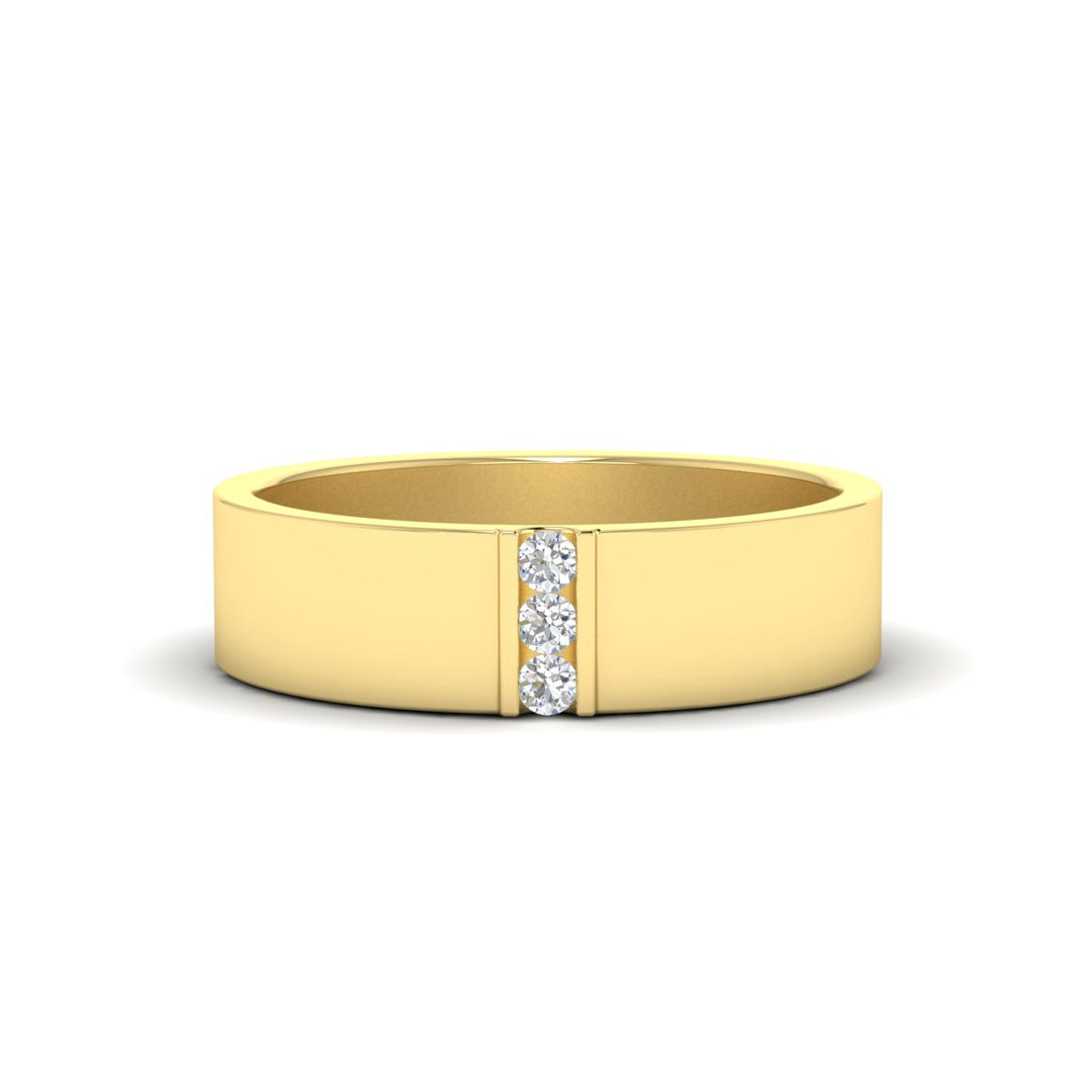 3 Stone Mens Flat Gemstone Band