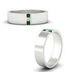 Load image into Gallery viewer, 3-stone-emerald-wedding-anniversary-band-for-men-in-white-gold-fdm8111bgemgrangle3-nl-wg.jpg
