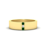 Load image into Gallery viewer, 3-stone-emerald-wedding-anniversary-band-for-men-in-yellow-gold-fdm8111bgemgr-nl-yg.jpg
