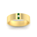 Load image into Gallery viewer, 3-stone-emerald-wedding-anniversary-band-for-men-in-yellow-gold-fdm8111bgemgrangle5-nl-yg.jpg
