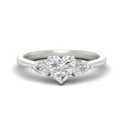 Cathedral Heart 3 Stone Ring With Pear Accents