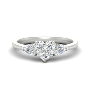 Cathedral Heart 3 Stone Ring With Pear Accents
