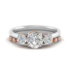 Load image into Gallery viewer, 3-stone-hidden-halo-orange-sapphire-ring-with-wedding-band-in-FDENS3179RORGSAORANGLE3-NL-WG