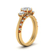 Load image into Gallery viewer, 3-stone-hidden-halo-orange-sapphire-ring-with-wedding-band-in-FDENS3179RORGSAORANGLE3-NL-YG