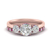 Load image into Gallery viewer, 3-stone-hidden-halo-pink-sapphire-ring-with-wedding-band-in-FDENS3179RORGSADRPIANGLE3-NL-RG