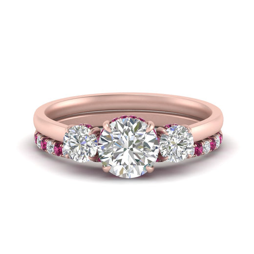 3-stone-hidden-halo-pink-sapphire-ring-with-wedding-band-in-FDENS3179RORGSADRPIANGLE3-NL-RG