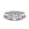 Load image into Gallery viewer, 3-stone-hidden-halo-pink-sapphire-ring-with-wedding-band-in-FDENS3179RORGSADRPIANGLE3-NL-WG