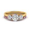 Load image into Gallery viewer, 3-stone-hidden-halo-pink-sapphire-ring-with-wedding-band-in-FDENS3179RORGSADRPIANGLE3-NL-YG