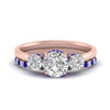 Load image into Gallery viewer, 3-stone-hidden-halo-sapphire-ring-with-wedding-band-in-FDENS3179RORGSABLANGLE3-NL-RG