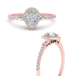 Load image into Gallery viewer, 3-stone-lab-created-pear-halo-engagement-ring-in-rose-gold-FD10047PERANGLE3-NL-RG