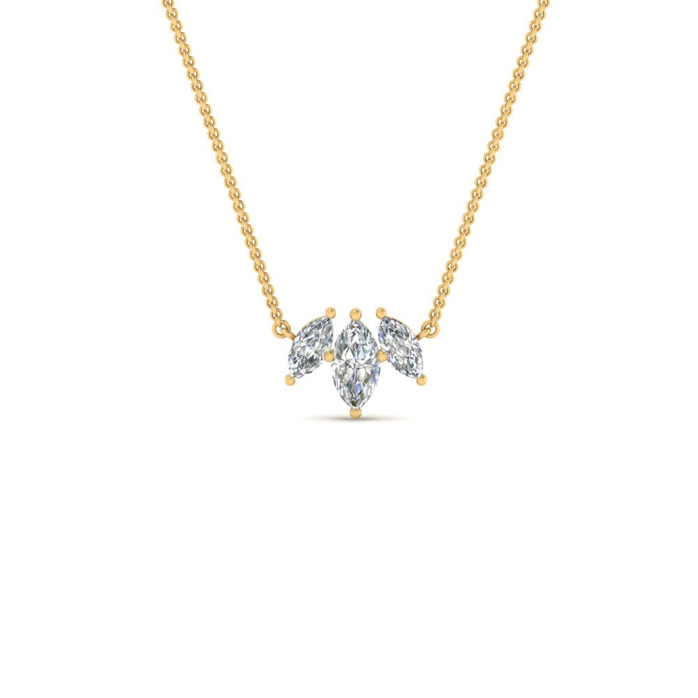 3 Stone Marquise Chain Necklace
