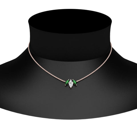 3-stone-marquise-emerald-necklace-chain-in-rose-gold-FDPD11096GEMGRNECK-NL-RG