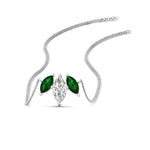 Load image into Gallery viewer, 3-stone-marquise-emerald-necklace-chain-in-FDPD11096GEMGR-NL-WG
