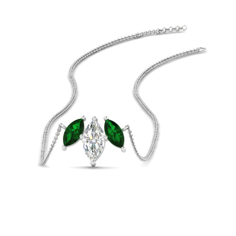 3-stone-marquise-emerald-necklace-chain-in-white-gold-FDPD11096GEMGR-NL-WG